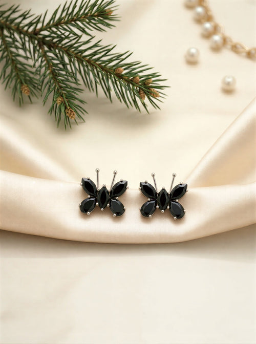 Elegant Butterfly Studs with Sparkling Zircon Crystals – Daily Wear