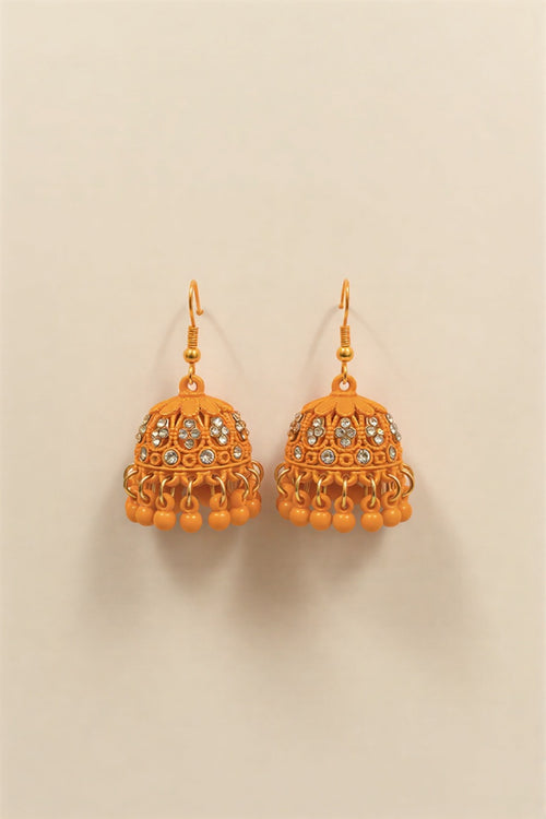 Soft Orange Matte Jhumkas – Elegant Wedding Guest Accessory