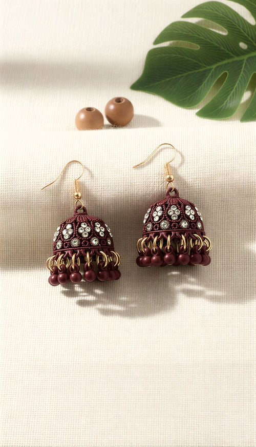 Bold Beige Matte Jhumkas for Wedding Season & Eid Celebrations