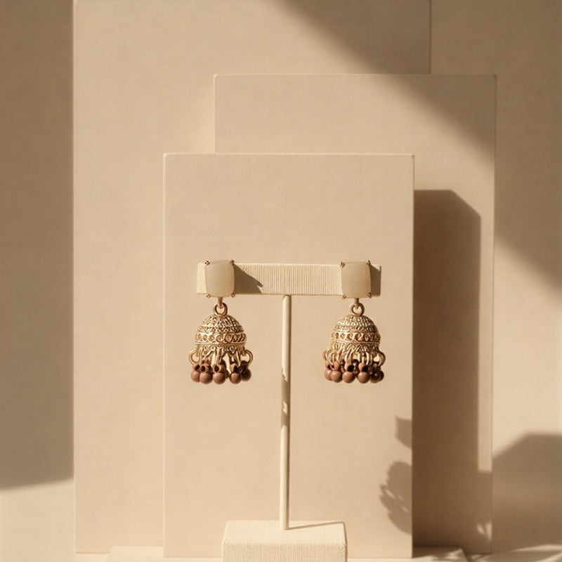 Handcrafted Matte Finish Jhumka Duo – A Fusion of Traditional Filigree Artistry and Dual Metallic Finishes
