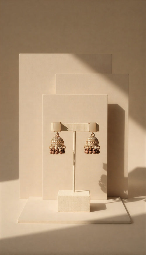 Handcrafted Matte Finish Jhumka Duo – A Fusion of Traditional Filigree Artistry and Dual Metallic Finishes