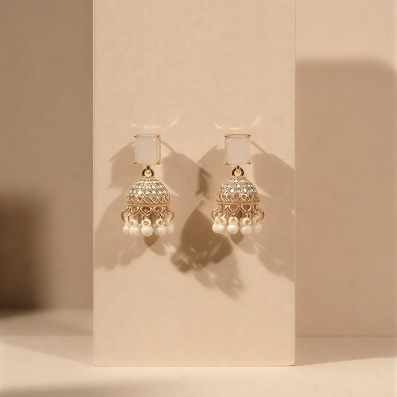 Signature Hand-Finished Matte Jhumka Duo – A Celebration of Traditional Filigree Artistry
