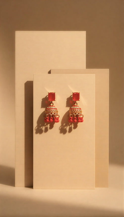 Vibrant Matte Jhumka Duo – Playful Multicolor Beads – Antique Gold & Silver