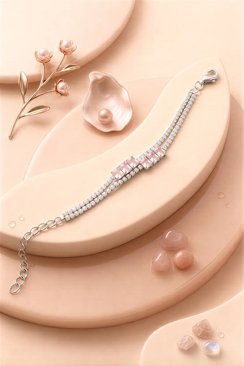 Sophisticated Double-Strand Tennis Bracelet Featuring High-Clarity Baguette Crystals and Reinforced Adjustable Fit