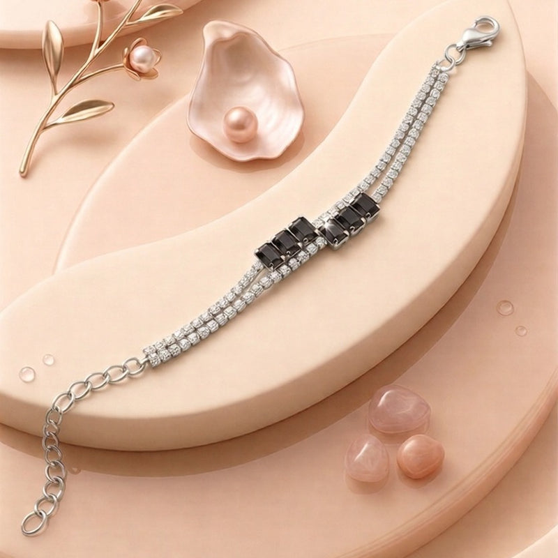 Premium Double-Layer Tennis Bracelet with Intricate Stone Setting and High-Polish Shine
