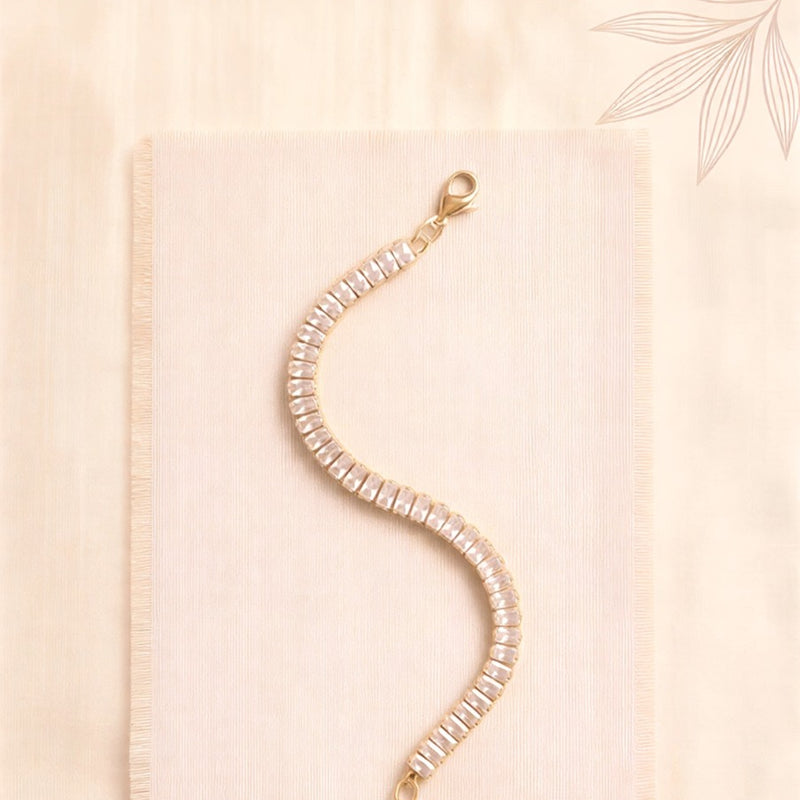 Premium Double-Strand Ruby Baguette Bracelet – Luxe Gold Plating with High-Definition Crystal Accents
