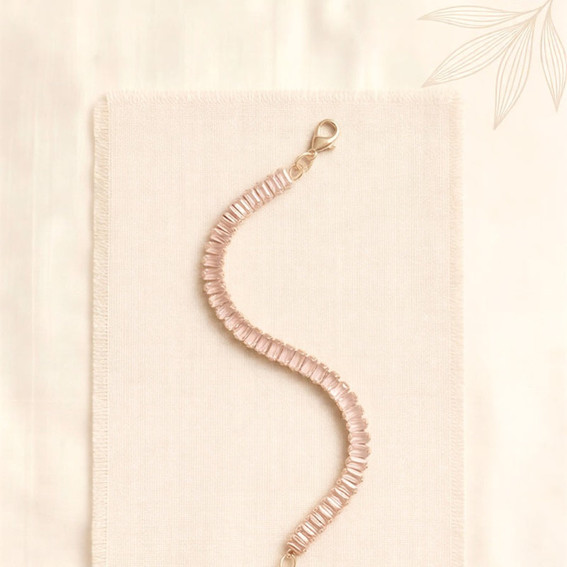 Exquisite Ruby Baguette Statement Bracelet – Double-Chain Luxury Design in High-Polish Gold Finish