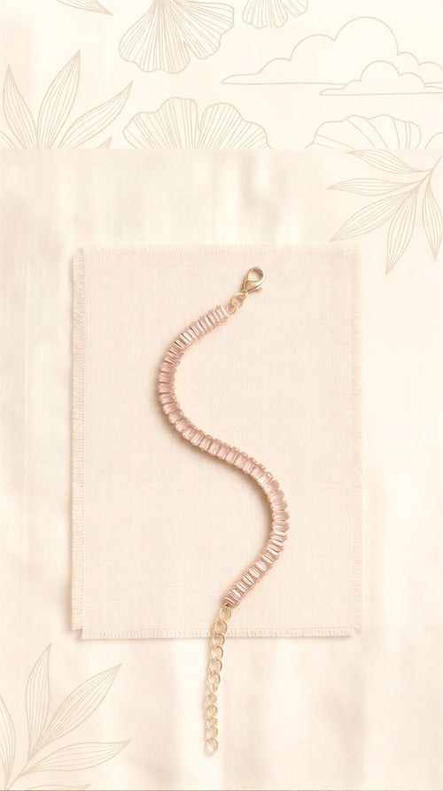 Exquisite Ruby Baguette Statement Bracelet – Double-Chain Luxury Design in High-Polish Gold Finish