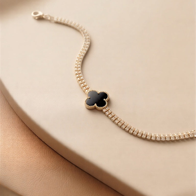Luxe Horizon: Double-Layered Tennis Bracelet Featuring Precision-Cut Rectangular Crystals