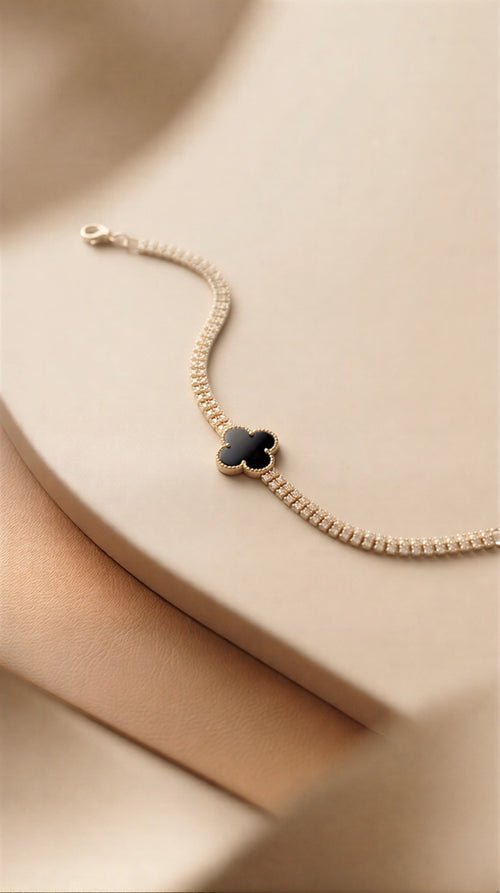 Luxe Horizon: Double-Layered Tennis Bracelet Featuring Precision-Cut Rectangular Crystals