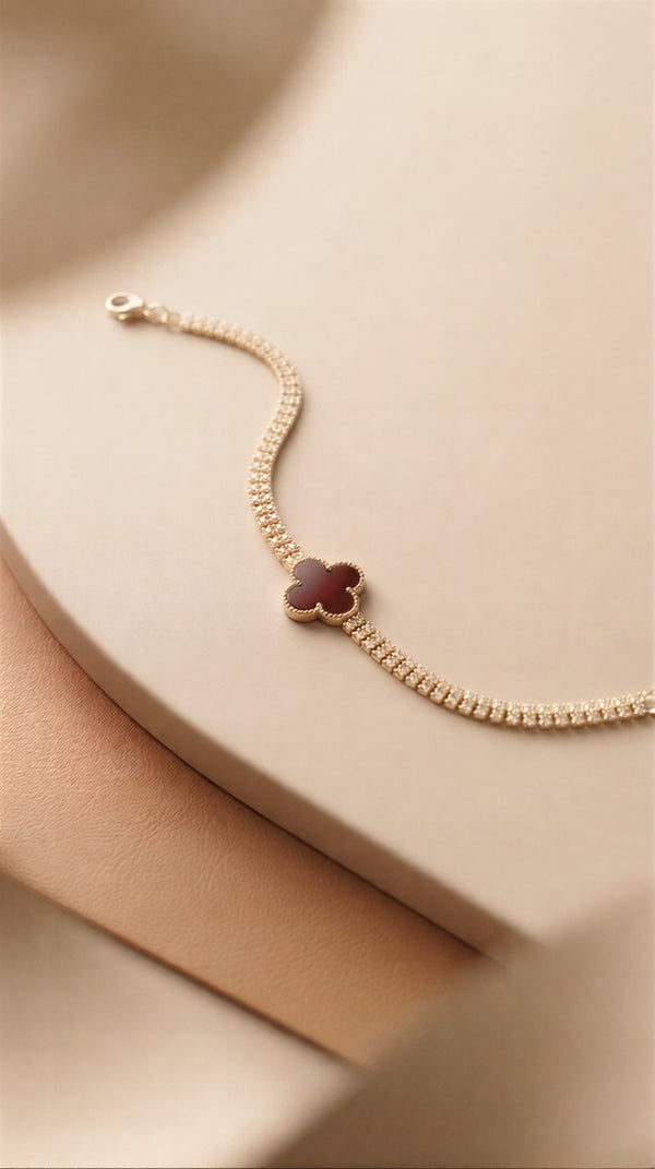 ''Signature Glow: High-Definition Baguette Stone Bracelet in Premium Gold Finish''