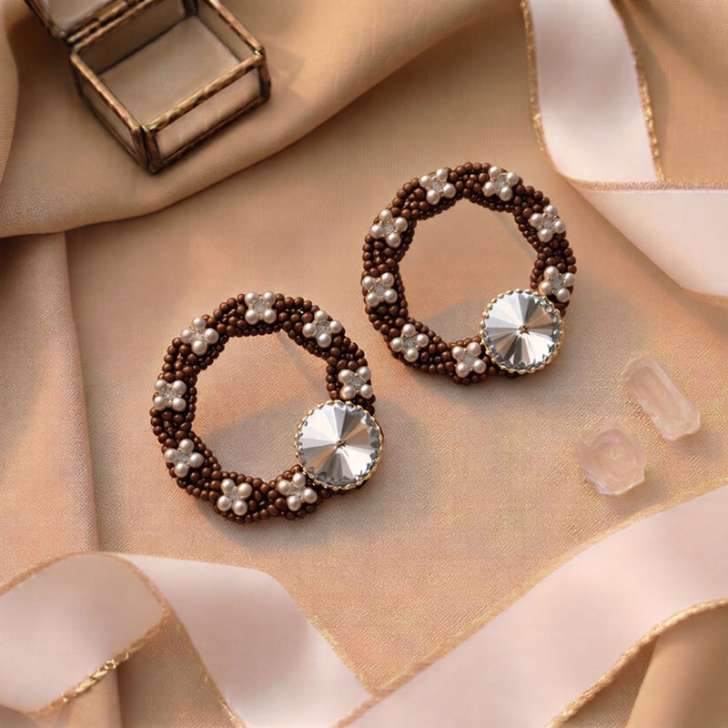Luxe Beaded Halo Earrings – Shimmering Crystal Hoops with Statement Faceted Gemstones in Multiple Colors