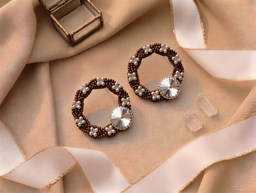Luxe Beaded Halo Earrings – Shimmering Crystal Hoops with Statement Faceted Gemstones in Multiple Colors