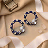 Majestic Crystal Bloom Earrings – Five-Petal Floral Design with Multi-Strand Tassel Drops