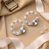 Majestic Crystal Bloom Earrings – Five-Petal Floral Design with Multi-Strand Tassel Drops