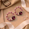 Artisan Hand-Beaded Hoop Earrings – Intricate Pearl & Crystal Floral Design with Radiant Center Stone