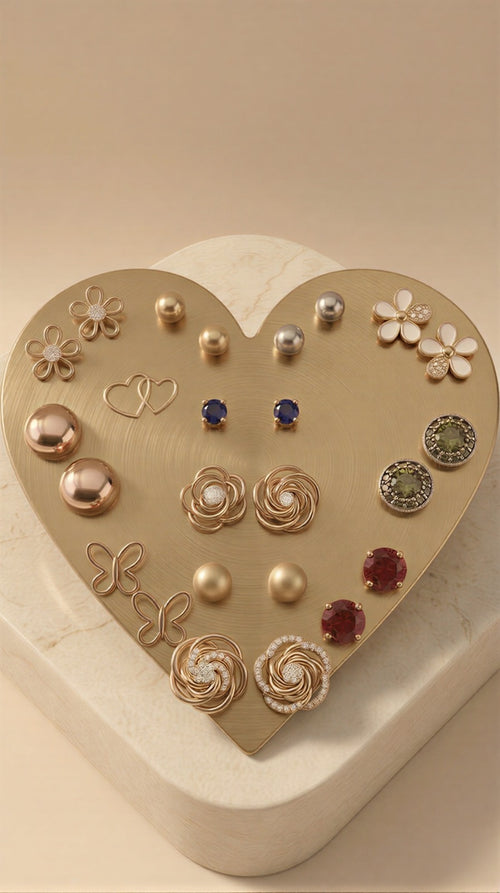 A Curated Variety Suite of High-Finish Studs, Lightning Bolt Charms, and Enameled Floral Accents