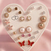 The Empress Heart Treasury: A Multi-Dimensional Luxury Earring Suite Featuring Onyx Clovers, Golden Lightning Bolts, and Crimson Floral Studs