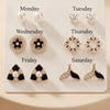 Signature Monochrome Earring Collection – 6-Pair Luxury Stud Set with Black Enamel & Crystal Accents
