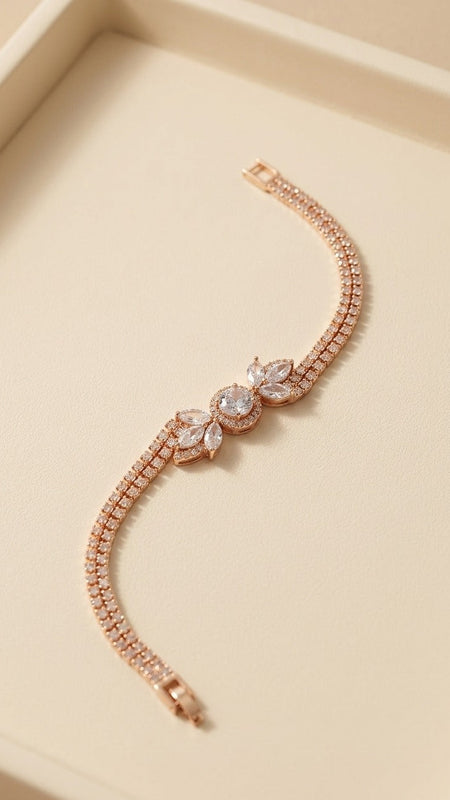 Luxe Beaded Harmony Bracelet – Shimmering Dual-Chain Design with Large Faceted Statement Gemstone