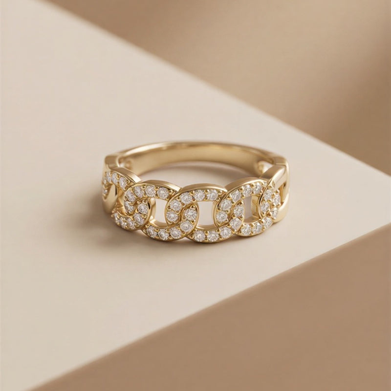 Handcrafted Crystal Bloom Ring – Textured Beadwork with High-Polish Gold-Tone Finis