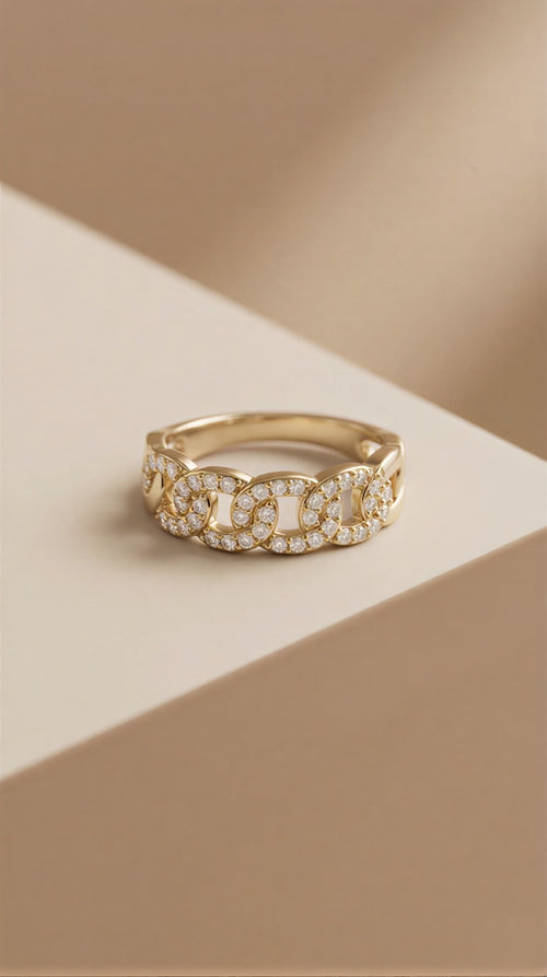 Handcrafted Crystal Bloom Ring – Textured Beadwork with High-Polish Gold-Tone Finis