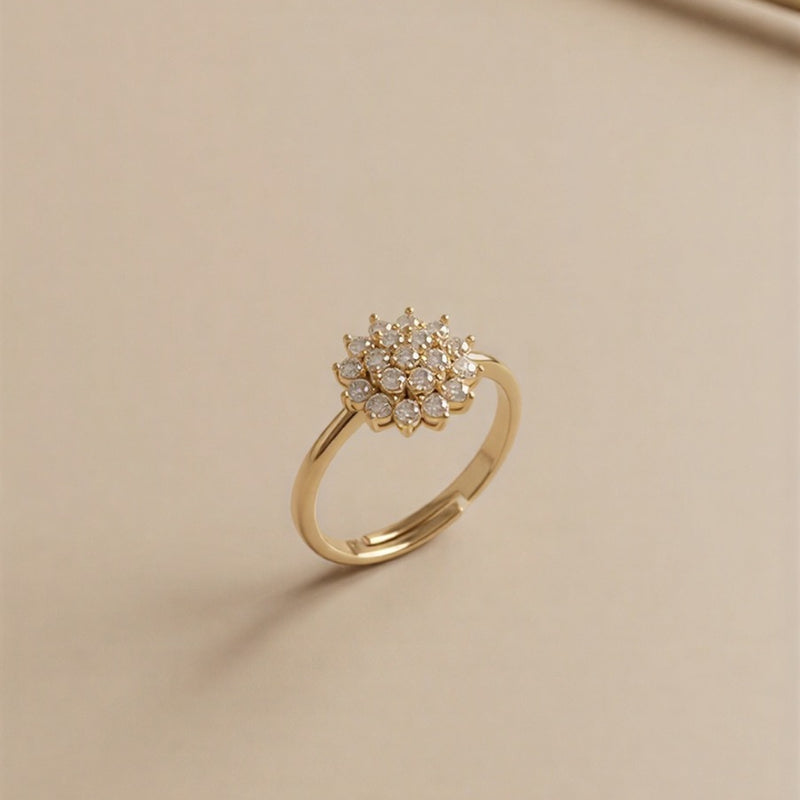 Artisan Hand-Beaded Statement Ring – Intricate Floral Weave with Radiant Faceted Center Stone