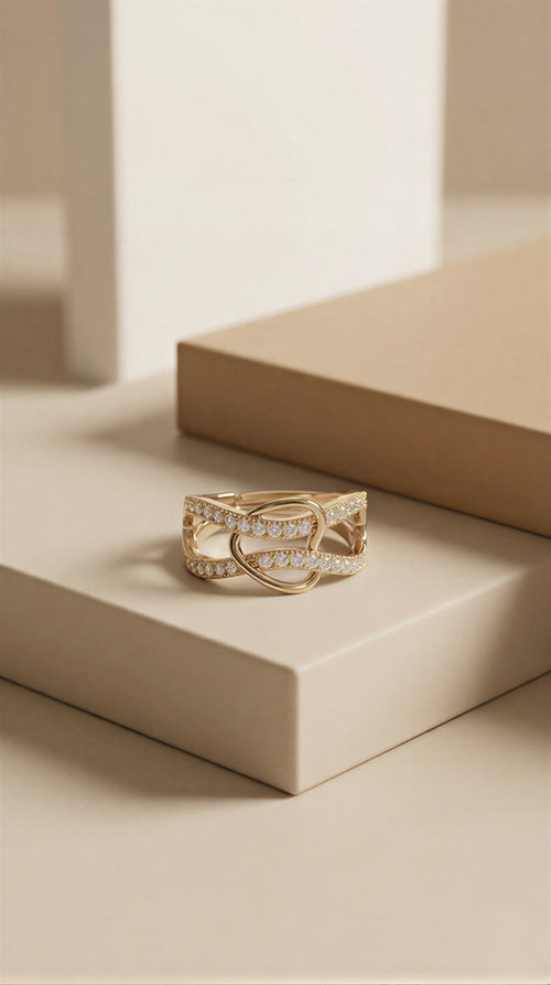 Luxe Beaded Halo Ring – Shimmering Crystal Band with Large Multi-Faceted Gemstone