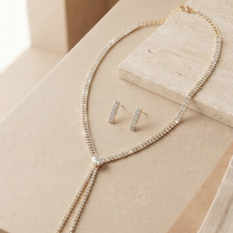 An Elite Gold-Tone Jewelry Set with a Fluid Double-Strand Design and Professional Studio Finish