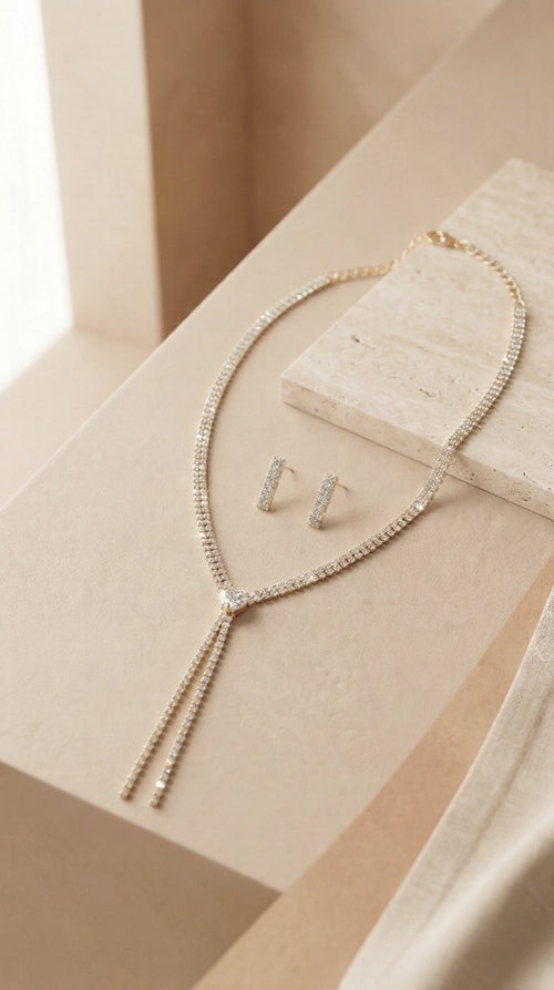 An Elite Gold-Tone Jewelry Set with a Fluid Double-Strand Design and Professional Studio Finish