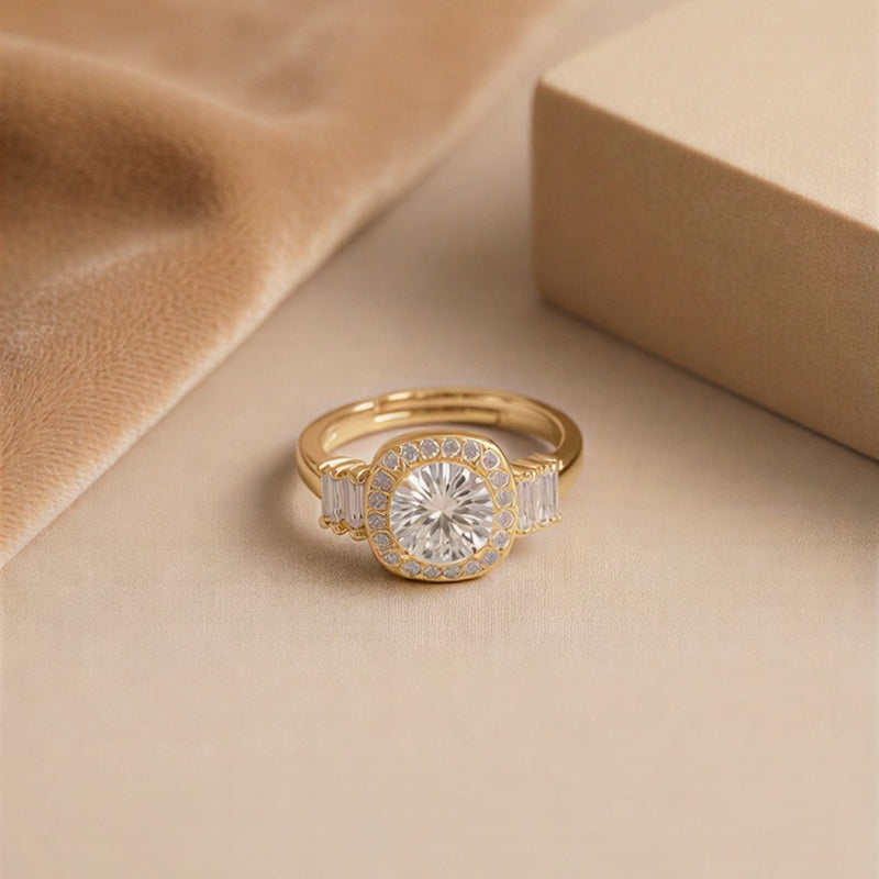The Diamond-Lustre Sovereign Anthology: An Imperial Pear-Cut Alabaster Statement Ring Featuring Prismatic Pavé Contours, Available in Lustrous Gold & Sterling Silver Finishes