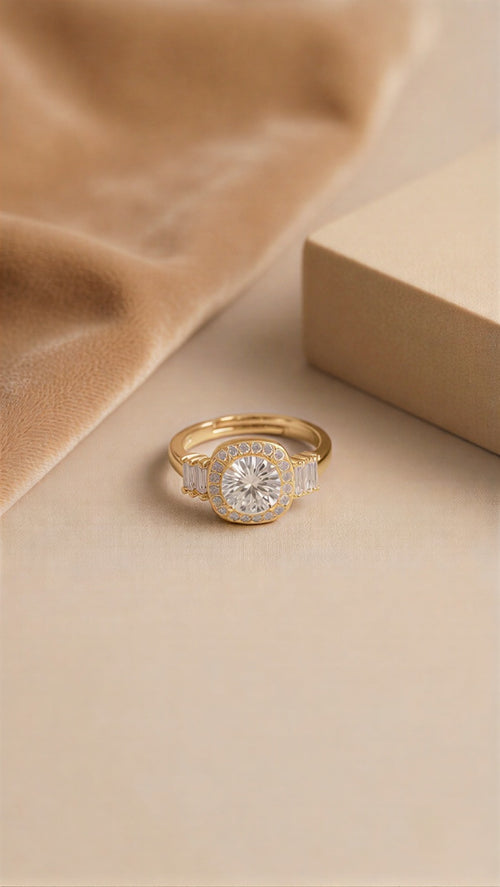 The Diamond-Lustre Sovereign Anthology: An Imperial Pear-Cut Alabaster Statement Ring Featuring Prismatic Pavé Contours, Available in Lustrous Gold & Sterling Silver Finishes