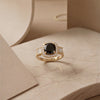 n Imperial Pear-Cut Onyx-Tone Statement Ring Featuring Prismatic Pavé Contours, Available in Lustrous Gold & Sterling Silver Finishes