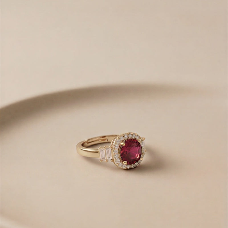 The Ruby-Lustre Sovereign Anthology: An Imperial Pear-Cut Crimson Statement Ring Featuring Prismatic Pavé Contours, Available in Lustrous Gold & Sterling Silver Finishes