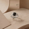 n Imperial Pear-Cut Onyx-Tone Statement Ring Featuring Prismatic Pavé Contours, Available in Lustrous Gold & Sterling Silver Finishes