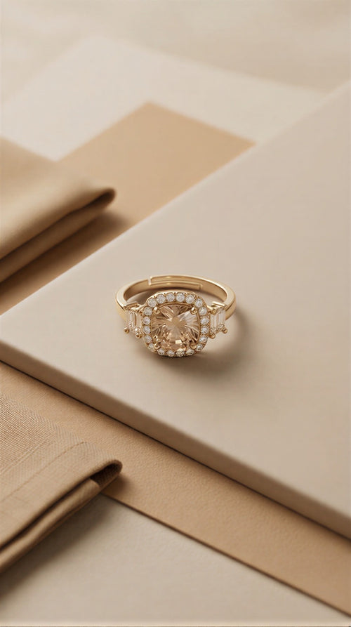 The Chroma-Luxe Cushion Anthology: An Imperial Collection of Gemstone Halo Rings featuring Aqua, Sapphire, and Champagne Tones in Dual Gold & Sterling Silver Finishes