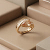 An Imperial Pear-Cut Peach Zircon Statement Ring Featuring Prismatic Baguette Contours, Available in Lustrous Gold & Sterling Silver Finishes