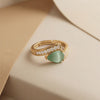 : A High-Definition Statement Ring Showcasing a Translucent Mint Teardrop and Precision-Engineered Accents in Gold & Silver Variations.