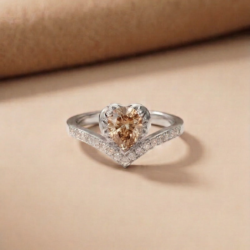 Amber-Lustre Anthology: Gold-Polish Celestial Heart Ring