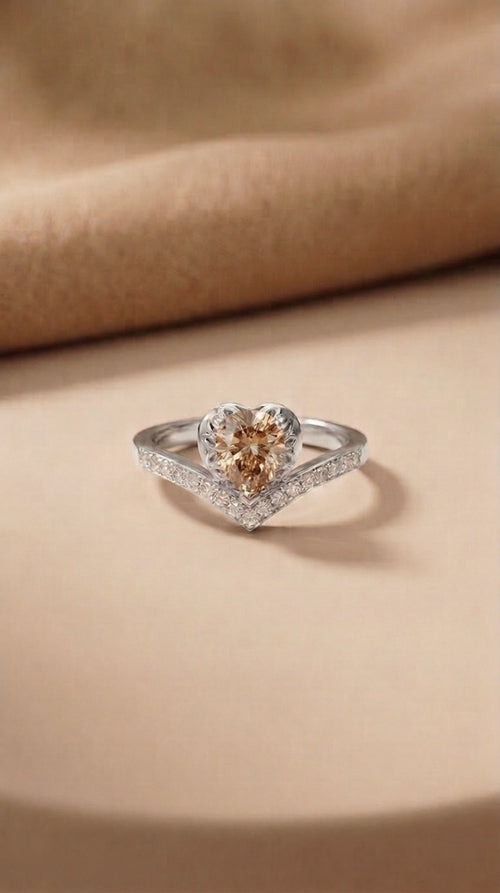 Amber-Lustre Anthology: Gold-Polish Celestial Heart Ring