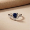 The Azure Heart: Silver-Polish Sapphire Blue Ring