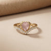 Blush Radiance: Pastel-Pink Heart Pavé Band Ring