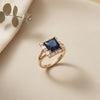 Imperial Cobalt Solitaire: Gold & Silver Polish Radiant Blue Ring