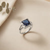 Imperial Cobalt Solitaire: Gold & Silver Polish Radiant Blue Ring