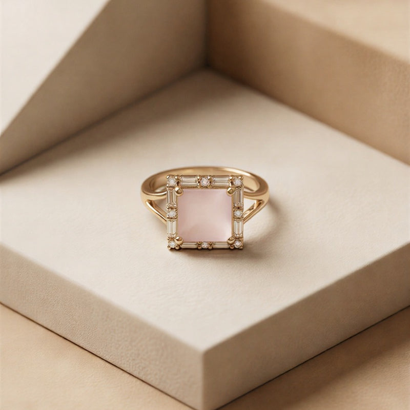 The Rosé Opalescence: Bimetallic Pear-Cut Blush Statement Ring