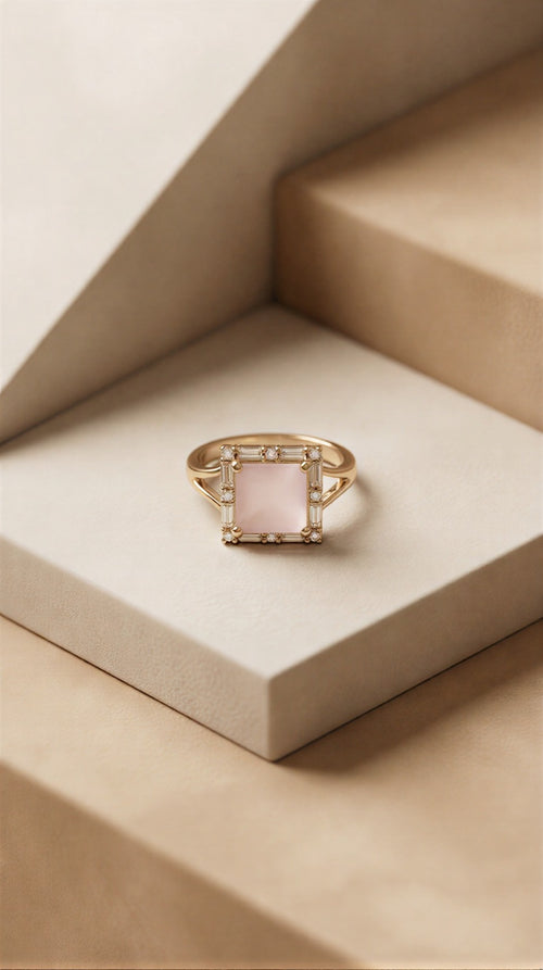 The Rosé Opalescence: Bimetallic Pear-Cut Blush Statement Ring