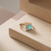 The Aquamarine Eminence: Bimetallic Glaucous Statement Ring