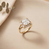 Imperial Crystal Solitaire: Gold & Silver Polish Radiant White Ring