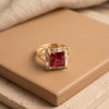 Imperial Rubicund Solitaire: Dual-Lustre Radiant Scarlet Masterpiece
