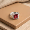 Imperial Rubicund Solitaire: Dual-Lustre Radiant Scarlet Masterpiece